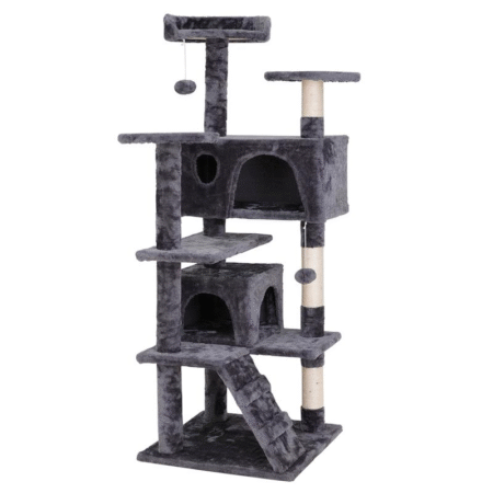 Segawe 55" H Cat Tree Condo with Plush Perches, Sisal Scratching Posts and 2 Hideaways Pet Supplies